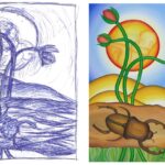 P009 Sun Child sketch and painting